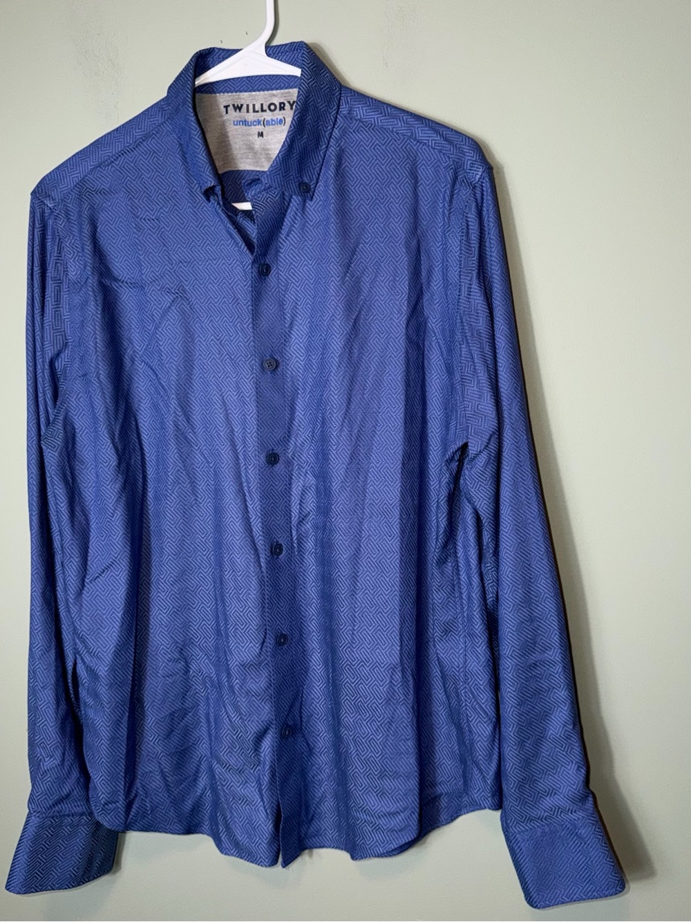 Twillory Untuck(able) Tailored Fit Men's Shirt Medium Geometric Diamond Pattern